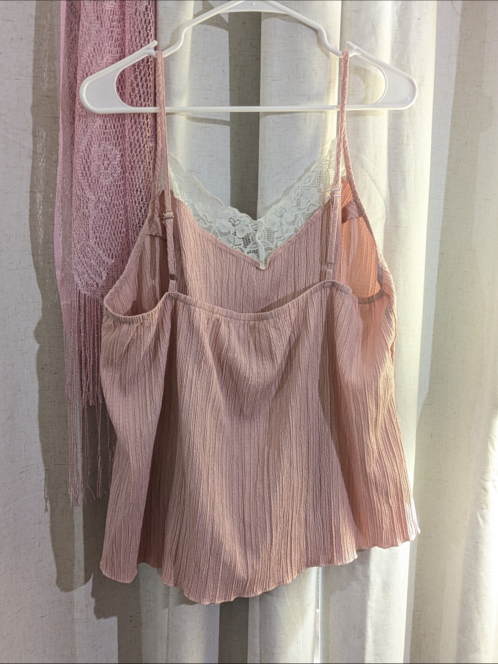 Blush Pink Lace Trim Cami Top - Picture 2 of 2